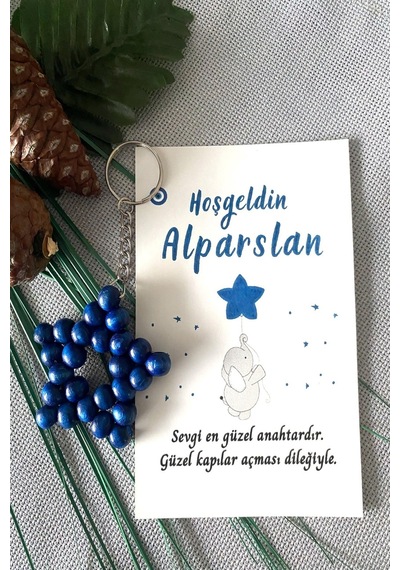 Zincirli  Ahşap Yıldız Anahtarlık 20 Adet
