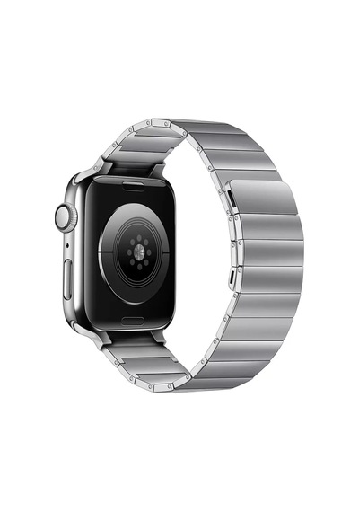Apple Watch 38mm Kr404 Huks Kordon - Gümüş Ahşap