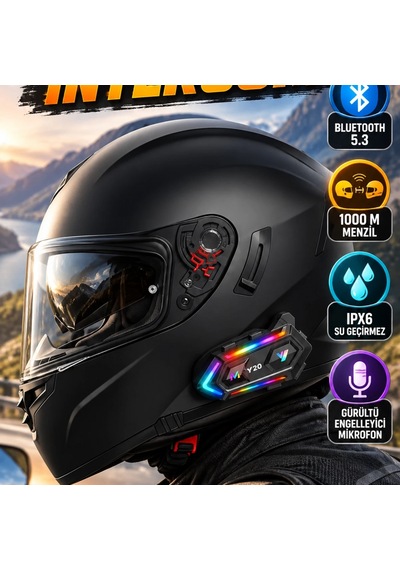 Bluetooth 5.3 Motosiklet Intercom 1000 M Menzil, Rgb Işık, Ipx6 Ve Gürültü Engelleyici Mikrofon