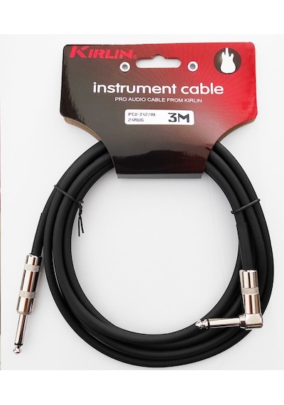 Kirlin Ipcv-242B-3M-Bk Enstrüman Gitar Kablosu L Açılı Kablo