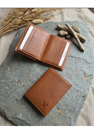 Passtell %100 Hakiki Deri Minimalist Dikey Küçük Model Kredi Kartlık Ve Cüzdan Taba