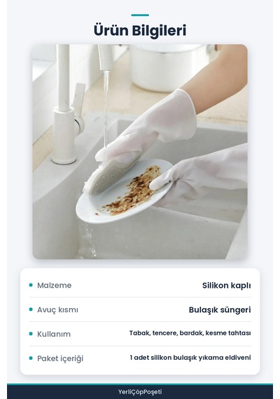 Silikon Bulaşık Yıkama Eldiveni Beyaz