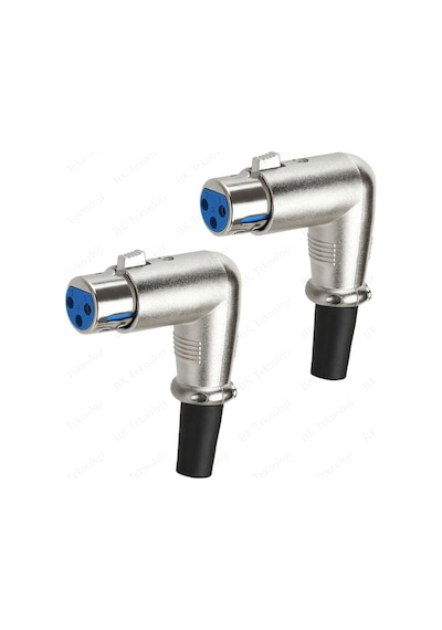 90 Derece 3 Pin XLR Dişi Lehim Tipi Ses Mikrofon Hoparlör Konnekt