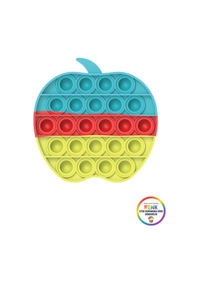 Elma Pop It Çocuk Fidget Kabartmalı Silikon Duyusal Gelişim Stres Oyuncağı 12x11,5 Cm