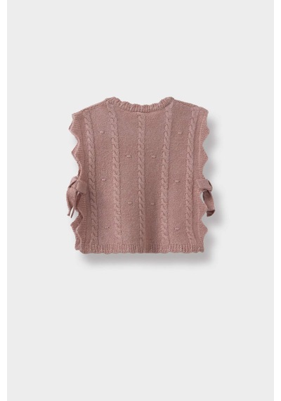 Defacto Kız Bebek Bisiklet Yaka Triko Süveter C8086a525aubr103 Pembe