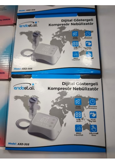 Endostall Axd-305 Dijital Göstergeli Kompresör Nebulizatör, Küçük Ve Hafif, Sessiz, Zamanlama Fonksiyonlu