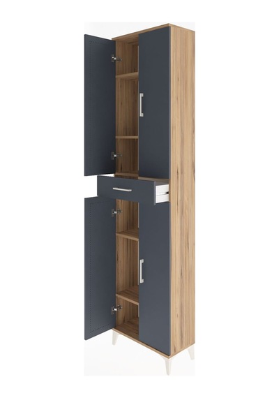 Arges Dolap 5 Raflı Tek Çekmeceli 4 Kapaklı 60x30x243 Çam-ant... Çam
