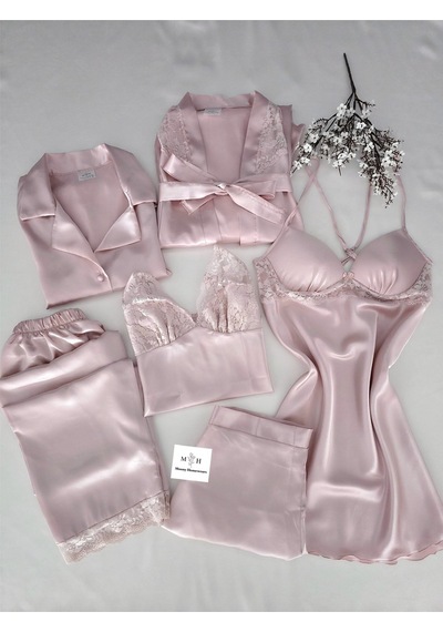Mh Moony Homewears Pudra Kutulu Altılı Ultra Deluxe Kaplı Çeyiz Seti Pudra
