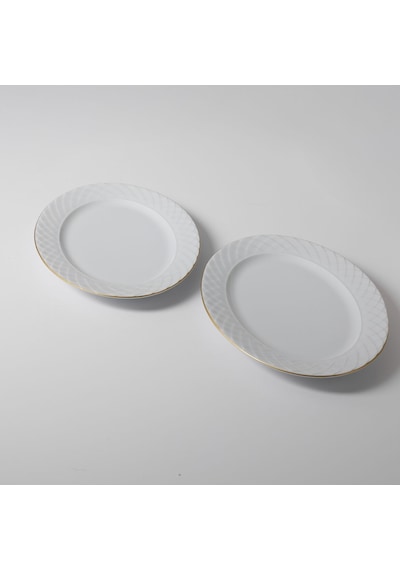 Güral Porselen Alfa 2 Parça 30 Cm Kayık Tabak Mat Gold Ahşap