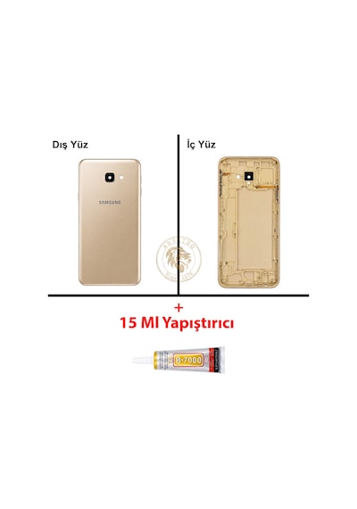 Samsung Galaxy J4 Core Gold Renk Kasa + B7000 Yapıştırıcı Orta Kasa Gövde Full Kasa Kapak Middle Frame Housing Galaxy J4 Core Uyumlu