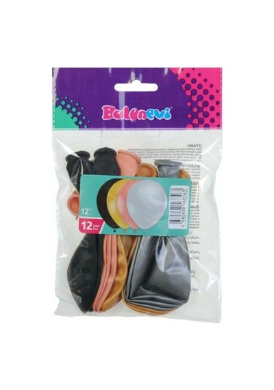Balonevi Balon 12" Metalik Yetişkin Asorti 12 Li Çok Renkli