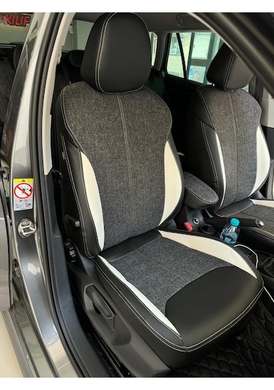 Skoda Kamiq Arka Sırt 2 Parçalı Arka Sırt Kolcaklı Model - Oto Koltuk Kılıfı