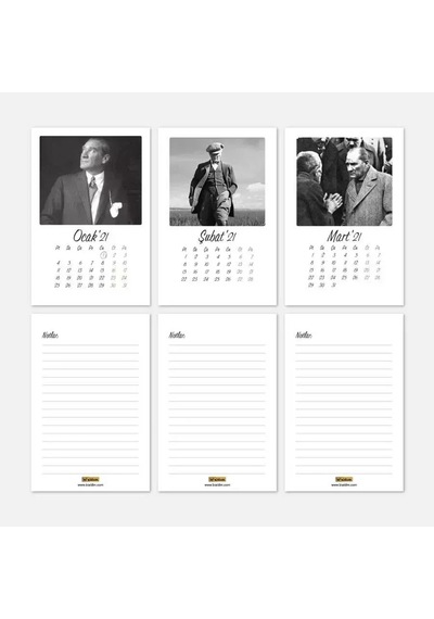 Atatürk Fotoğraflı 2027 Masa Takvimi - Siyah Beyaz