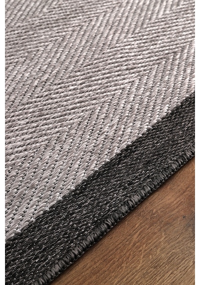 Elit Premium Sisal Jut Halı 1405 Hav Ve Toz Yapmaz Bordürlü Halı Gri-siyah Gri - Siyah