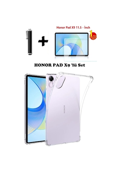 Honor Pad X9 11.5'' Inç Uyumlu Tablet Kılıfı Silikon Koruma Ekran Koruyucu Dokunmatik Kalem Seti Kılıf