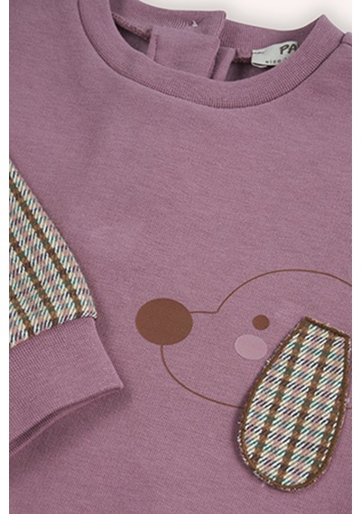Kız Bebek Baskı Detaylı Gül Kurusu Sweatshirt 8408373