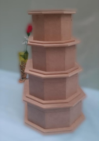 Tr Hobi 90074 Dekoratif Model Makyaj Kutu Set Dörtlü Ham Ahşap Mdf El Yapım
