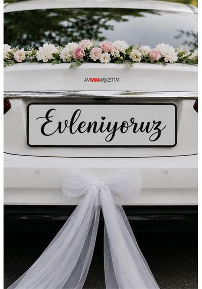 Gelin Arabası Plaka Yazısı ,evleniyoruz Plakalık Yazısı , Beyaz Üzeri Siyah Yazı