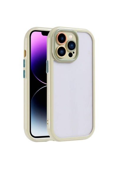 Kilifone Apple Uyumlu iPhone 14 Pro Max Kılıf Kamera Korumalı Renkli Kenar Ve Çerçeve Tasarımlı Vitamin Kapak Yeşil