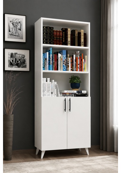 Renazzo %100 Mdf Kapaklı Tekli Modül Ayaklı Geniş Beyaz 179x56 Cm