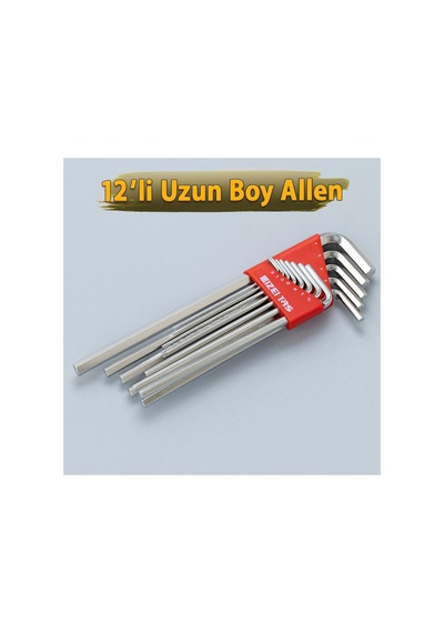İzeltaş 12'li Allen Anahtar Takım Altı Köşe Uzun Boy 12 Parça