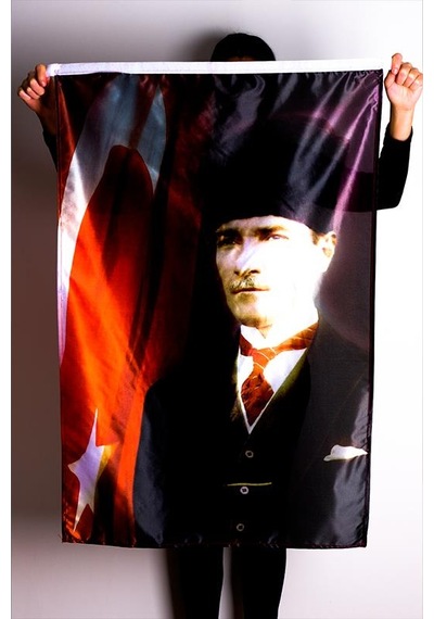 Atatürk Portre Raşel Kumaş Dijital Baskı Bayrak 100x150 cm