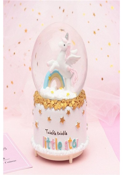 Unicorn Püskürtmeli Işıklı Ve Müzikli Büyük Boy Kar Küresi
