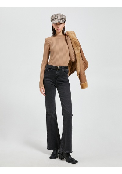 Koton Yarım Balıkçı Yaka Kazak Slim Fit Triko Deve Tüyü 4wak90038ht 4WAK90038HT100 Taba