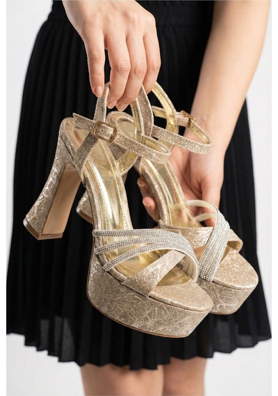 Giamgia Store Kadın Simli Taşlı Çapraz Bantlı Platform Kalın Topuklu Abiye Gelin Düğün Nişan Ayakkabısı-2272 Altın Giamgia Store Kadın Simli Taşlı Çapraz Bantlı Platform Kalın Topuklu Abiye Gelin Düğün Nişan Ayakkabısı-2272 Altın