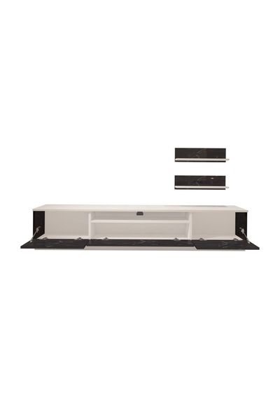 Decoraktiv Trio 4 Mdf Tv Ünitesi Tv Sehpası Beyaz - Siyah Mermer