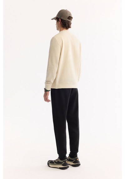 Avva Erkek Ekru Bisiklet Yaka Soft Touch Baskılı Polar Regular Fit Sweatshirt A52y1269