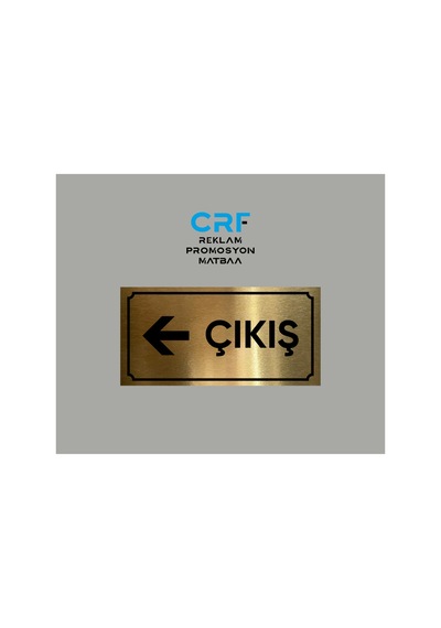 Gold Aluminyum Kapı İsimliği Çıkış Sol Ok Yönlendirmeli Yazılı Arkası Yapışkanlı 10x20 Cm