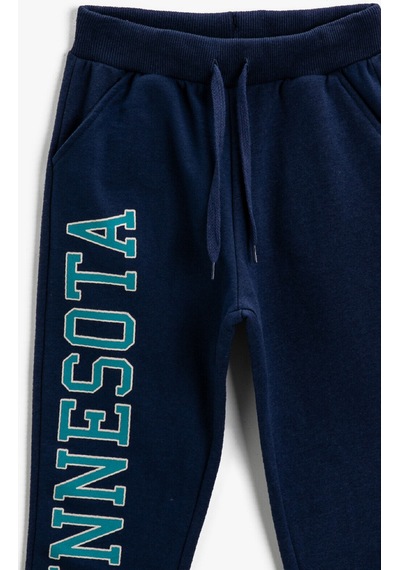 Koton Baskılı Jogger Eşofman Altı Beli Bağlamalı Lacivert 2skb40064tk