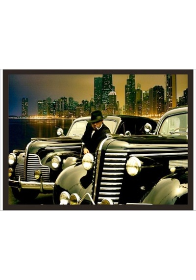 70X100Cm Gangaster Ve Antika Arabalar Poster Tablo