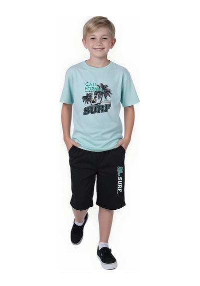 Fyk Kids Erkek Çocuk Yazlık Surf Baskılı Alt-üst Takım Mint Yeşil