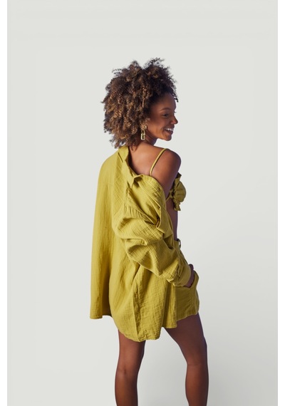 Holly Lolly Oversize Model Düğme Kapamalı Playa Gömlek Yeşil