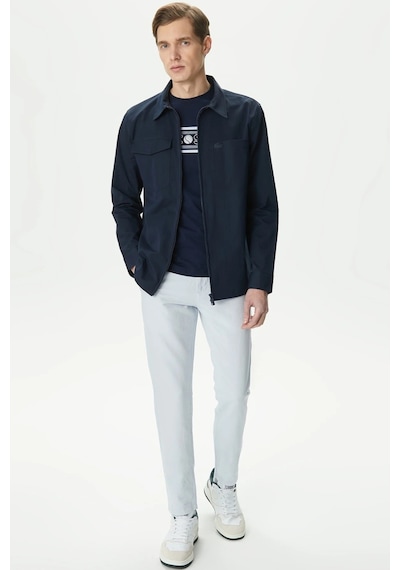 Lacoste Men's Relaxed Fit Full Zip Shirt Rahat Kesim Tam Fermuar Erkek Gömlek Lacivert