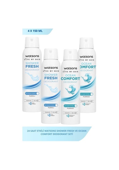 Watsons Shower Fresh 150 Ml X2 Ve Ocean Comfort 150 Ml X2 Deodorant Seti