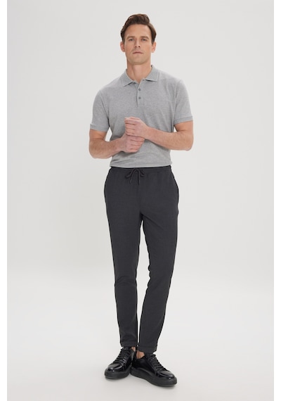 Ac&Co / Altınyıldız Classics Slim Fit Dar Kesim Beli Bağlamalı Yan Cepli Erkek Pantolon - Antrasit