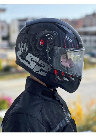 Ls2 Rapid 2 Clawn Kask Gri Kırmızı Mat Siyah
