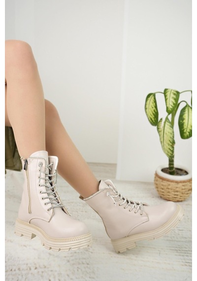 Nesil Shoes Swell 3081 Ten Taşlı Kadın Bot-ten Ten