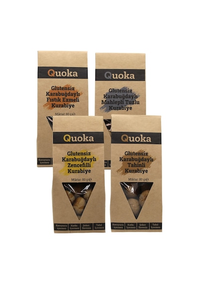 Quoka Karışık Tahinli + Zencefil + Fıstık Ezmeli + Tuzlu Kurabiye 4 x 80 G