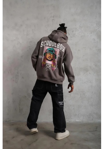 Veraura Lifestyle Erkek School Boy Baskılı Kapüşonlu Sweat - Gri