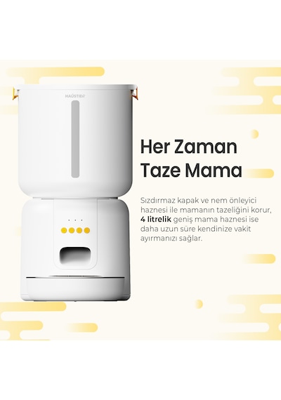 Haustier Fw3 Beyaz Akıllı Mama Kabı, Kedi Su Pınarı Akıllı Beslenme İstasyonu 2 Li Set