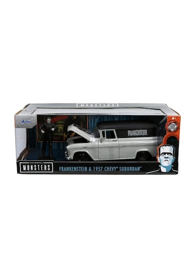 Jada 253255032 Frankenstein ve 1957 Chevy Suburban Aracı 1:24 Ölçek Serbest Tekerlekli Açılabilir Parçalar Die-Cast ( Metal )