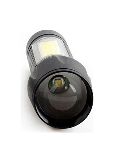 Usb Şarjlı Zoomlu Mini El Feneri 3 Mod Yan Cob Led Çakar Q5 Güçlü Işık Kutulu