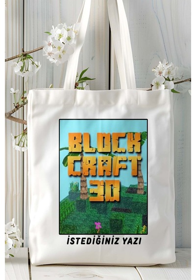 Art Hediye Block Craft Mobil Oyun Baskılı Omuz Çanta Çift Tafaflı Baskı Kişiye Özel 4 Çok Renkli