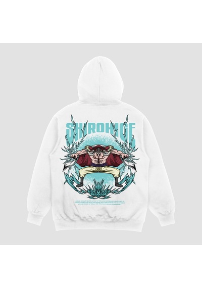 Unisex Beyaz Whitebird Baskılı Hoodie Oversize Kapşonlu Sweatshirt Beyaz