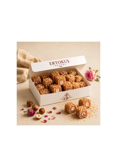 Kadayıf Kaplı Güllü Fındıklı Lokum 250gr %100 Pancar Şekeri - 886782055