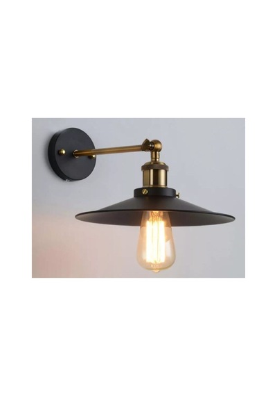 Retro Rustik Mafsalı Aplik Duvar Lambası Harekli Başlık 22 Cm En Siyah